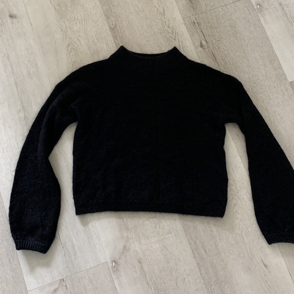 BANANA REPUBLIC balloon sleeves Wool Alpaca Blend Black Mock Neck Sweater XS - Picture 8 of 12